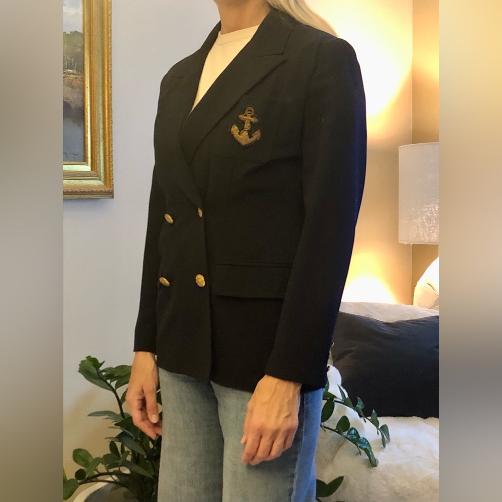 Ann Taylor Nautical Navy Wool Blazer